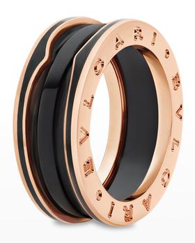 推荐B.Zero1 Pink Gold Ring with Matte Black Ceramic, Size 58商品