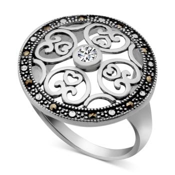 商品Macy's | Marcasite & Crystal Openwork Ring in Silver-Plate,商家Macy's,价格¥156图片