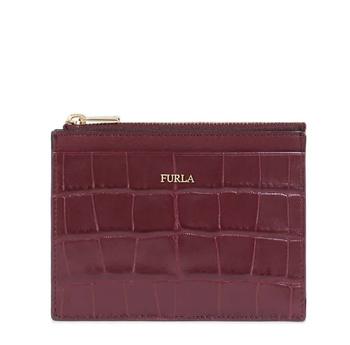 furla包包, Furla | Ladies Babylon S Croco-embossed Leather Zip Card Case - Ribes G商品图片 5.9折