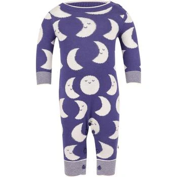 Bonnie Mob | Moons print organic baby romper in purple and white,商家BAMBINIFASHION,价格¥566