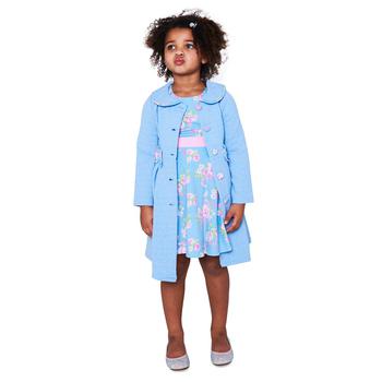 商品Toddler Girls' Printed Dress with Textured Coat, 2 Pc. Set图片