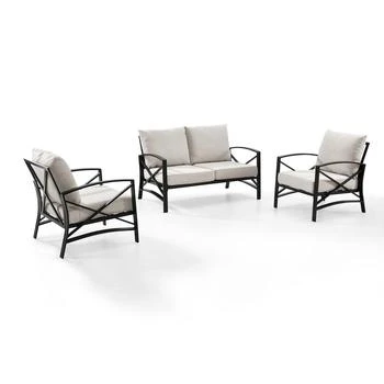 Crosley Furniture | Kaplan 3Pc Outdoor Metal Conversation Set Oatmeal/Oil Rubbed Bronze - Loveseat & 2 Chairs,商家Premium Outlets,价格¥9603