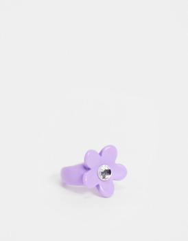 推荐ASOS DESIGN ring with purple flower in plastic商品