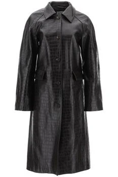 Totême | crocodile embossed leather coat,商家Coltorti Boutique,价格¥8813