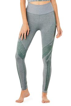 Alo | 7/8 High-Waist Seamless Tempo Legging - Blue Haze Heather/Sprout Heather商品图片,5.9折, 独家减免邮费