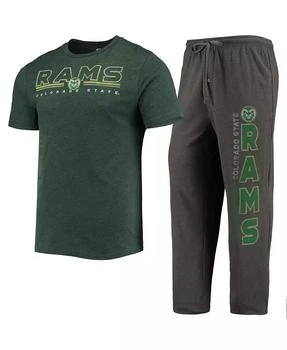 Concepts Sport | Men's Heathered Charcoal, Green Distressed Colorado State Rams Meter T-shirt and Pants Sleep Set,商家Macy's,价格¥331