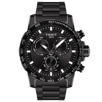 推荐Men's Swiss Chronograph Supersport Black Stainless Steel Bracelet Watch 45.5mm商品