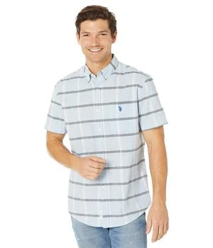 推荐Short Sleeve Classic Fit Wide Horizontal Stripe Woven Shirt商品