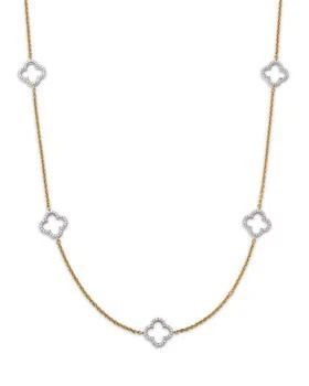 Bloomingdale's Fine Collection | 14K Gold Diamond Clover Necklace, 18",商家Bloomingdale's,价格¥44114