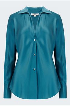 vince真丝, Vince | Vince - Silk Bias Long Sleeve Blouse in Blue Waltz商品图片 满$250减$20, 满减