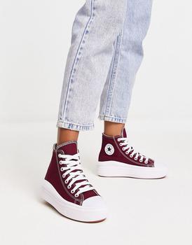 推荐Converse Chuck Taylor All Star Move Hi trainers in burgundy商品