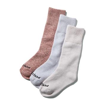 Timberland | Three Pack Marled Crew Socks Gift Box for Women in Pink商品图片,