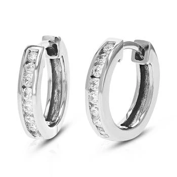 1/4 cttw Round Cut Lab Grown Diamond Hoop Earrings in .925 Sterling Silver Channel Set 1/2 Inch