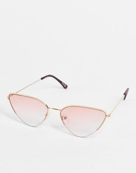 ASOS | ASOS DESIGN metal cat eye sunglasses in gold with pink lens商品图片,6折