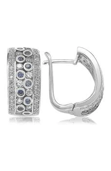 Suzy Levian | Sterling Silver Sapphire and Diamond Hoop Earrings - 0.02 ctw,商家Nordstrom Rack,价格¥2250