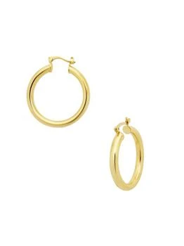 Sterling Forever | 14K Goldplated Brass Hoop Earrings,商家Saks OFF 5TH,价格¥129