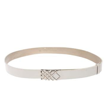 巴宝莉皮带, [二手商品] Burberry | Burberry White Leather Check Buckle Belt 90CM商品图片 7折