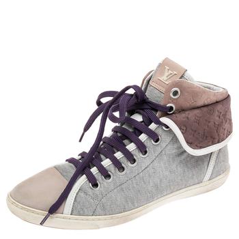 lv长筒靴, [二手商品] Louis Vuitton | Louis Vuitton Multicolor Monogram Nubuck Leather & Knit Fabric Brea Sneaker Boots Size 36.5商品图片 6.4折, 满1件减$100, 满减