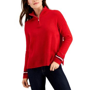 Tommy Hilfiger | Tommy Hilfiger Womens 1/4 Zip Knit Mock Turtleneck Sweater商品图片,3.5折起