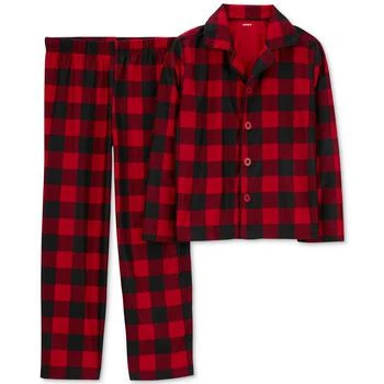 Carter's | Big Kids Buffalo-Check Fleece Button-Front Pajamas, 2 Piece Set 4折
