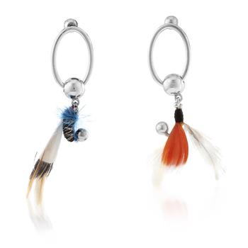 Burberry | Feather Charm Palladium Plate Drop Earrings商品图片,1.9折, 满$275减$25, 满减