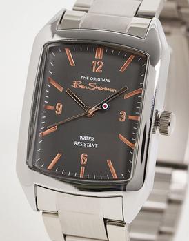 推荐Ben Sherman chunky link bracelet watch in silver with square dial商品