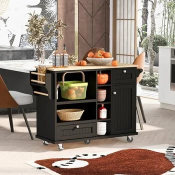 Streamdale Furniture | Streamdale Solid wood kitchen island cart with storage and wheels,商家Premium Outlets,价格¥2733