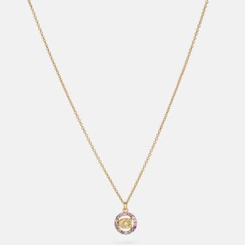商品Coach | Coach Women's C Multi Crystal Necklace - Gold/Pink Multi,商家The Hut,价格¥715图片