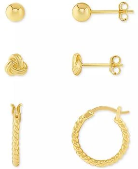 Macy's | Polished Stud & Hoop Earrings Set in 18k Gold over Sterling Silver, Created for Macy's,商家Macy's,价格¥515