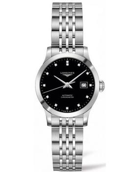 Longines Record Black Dial Diamond Stainless Steel Women's Watch L2.321.4.57.6,价格$1600