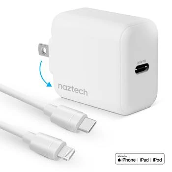 Naztech 20W PD Wall Charger + USB-C to Lightning 4ft Cbl WHT