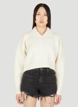 Alexander Wang | Collared V-neck Pullover in White商品图片,6折