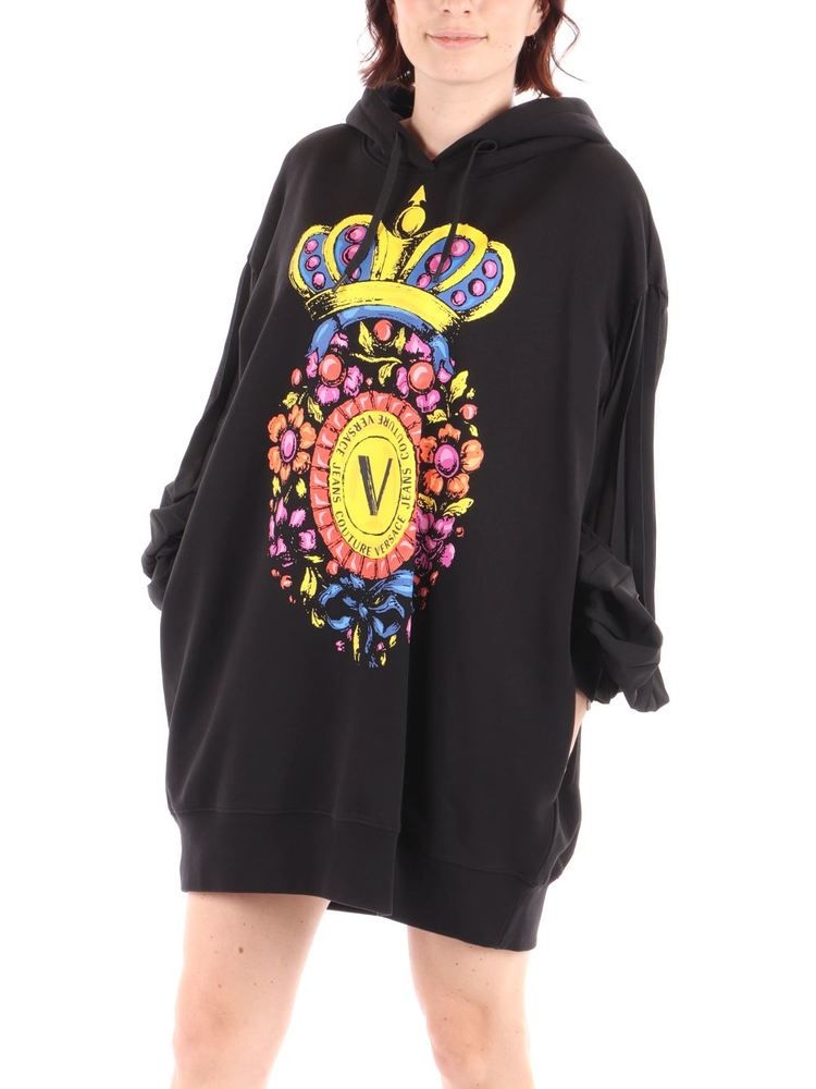 范思哲卫衣价格, Versace | VERSACE JEANS 女士黑色印花棉质连帽卫衣 71HAIP06-CF01P-899商品图片 满$100享9.5折, 满折