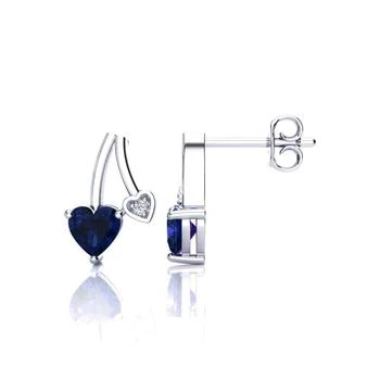 SSELECTS | 3/4 Carat Sapphire And Diamond Heart Earrings In Sterling Silver,商家Premium Outlets,价格¥627