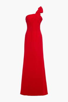 ROLAND MOURET, ROLAND MOURET | Gosford one-shoulder knotted wool-crepe gown商品图片 3折