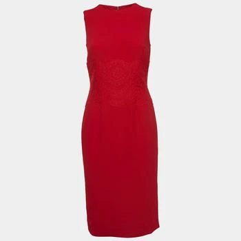 推荐Dolce & Gabbana Red Crepe Lace Trim Sleeveless Dress M商品