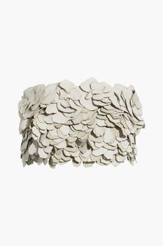 美国Brunello Cucinelli, Brunello Cucinelli | Strapless floral-appliquéd leather and stretch-cotton jersey top商品图片 2.9折