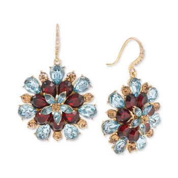 推荐Gold-Tone Multicolor Mixed Stone Flower Drop Earrings, Created for Macy's商品