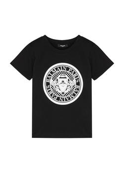 Balmain | KIDS Black logo cotton T-shirt (4-10 years)商品图片,4.9折×额外9折, 独家减免邮费, 额外九折