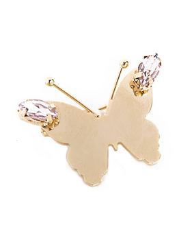商品Melitea Goldtone Faux Crystal Butterfly Brooch图片
