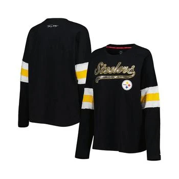Tommy Hilfiger | Women's Black Pittsburgh Steelers Justine Long Sleeve Tunic T-shirt 7.4折