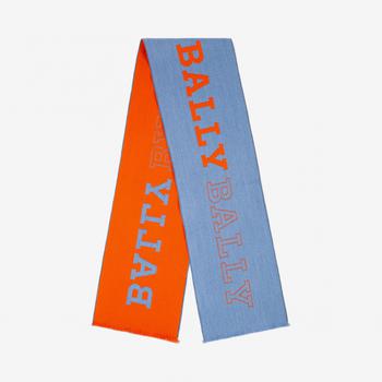 Bally | NEW Bally Men's 6233574 Blue/Orange Jacquard Wool Scarf MSRP商品图片,5折×额外9.5折, 额外九五折