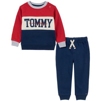 商品Tommy Hilfiger | Baby Boys Signature Color Block Crew Neck Sweatsuit, 2 Piece Set,商家Macy's,价格¥208图片