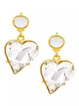 Kenneth Jay Lane | 22K Gold-Plated & Glass Crystal Heart Clip-On Earrings,商家Saks Fifth Avenue,价格¥1119