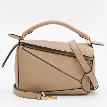 Loewe | Loewe Beige Leather Small Puzzle Shoulder Bag商品图片,8折