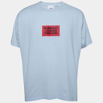 推荐Burberry Light Blue Cotton Logo Print Oversized T-Shirt L商品