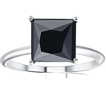 Pompeii3 | 3Ct Black Moissanite Princess Cut Solitaire Engagement Ring 14k White Gold,商家Premium Outlets,价格¥4334