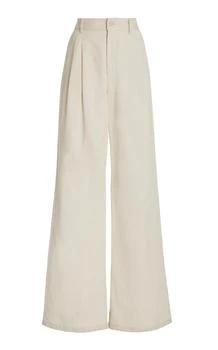 推荐NILI LOTAN - Flavie Pleated Cotton-Linen Wide-Leg Pants - Neutral - US 2 - Moda Operandi商品