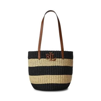 Ralph Lauren | Striped Straw Medium Hartley Tote Bag 6.4折, 独家减免邮费