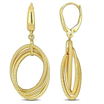 Mimi & Max | Open Triple Oval Hanging Earrings on Leverback in 10K Yellow Gold,商家Premium Outlets,价格¥1593